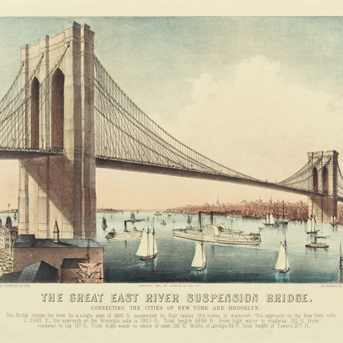Currier and Ives, The Great East River Suspension Bridge, 1881