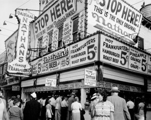 Andrew Herman - Nathan's Hot Dog Stand, Coney Island, 1939