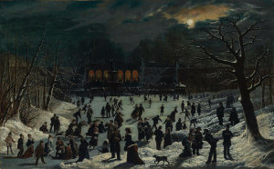 John O'Brien Inman - Moonlight Skating - Central Park - The Terrace and the Lake, ca. 1878