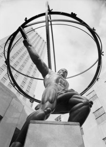 Wurts Bros. - Bronze figure of Atlas, International Building [Rockefeller Center], 1937