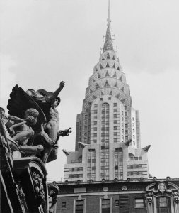 Edmund Vincent Gillon - ["Transportation" on the southern façade of Grand Central Terminal with the Chrysler Building in the background], ca. 1979