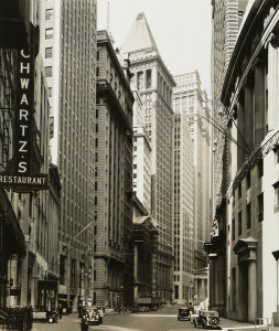 Berenice Abbott - Broad Street, Looking toward Wall Street, 1936