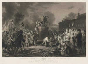 Johannes Adam Simon Oertel - Pulling Down the Statue of George III by "The Sons of Freedom", 1859