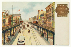Unknown Artist/Maker - Elevated Railroad and Bowery, New York, ca. 1905