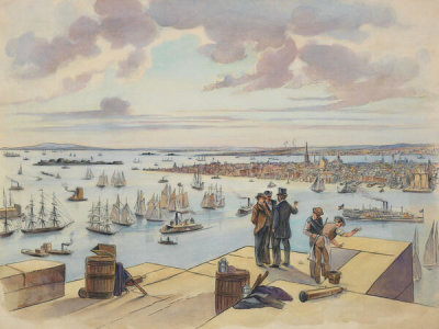 Unknown Artist - Building the Brooklyn Bridge, 1874