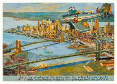 Abram August Champanier - Alice Flies Over the East River Bridges, 1938