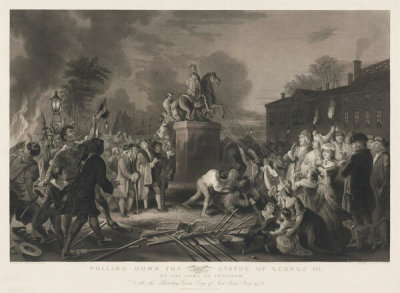 Johannes Adam Simon Oertel - Pulling Down the Statue of George III by "The Sons of Freedom", 1859