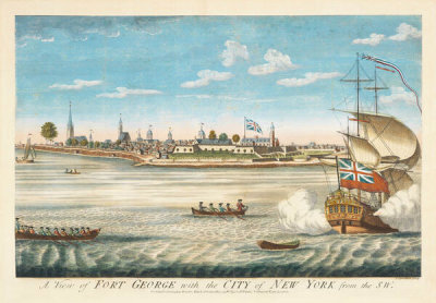 John Carwitham - A View of Fort George with the City of New York from the Southwest, ca. 1740